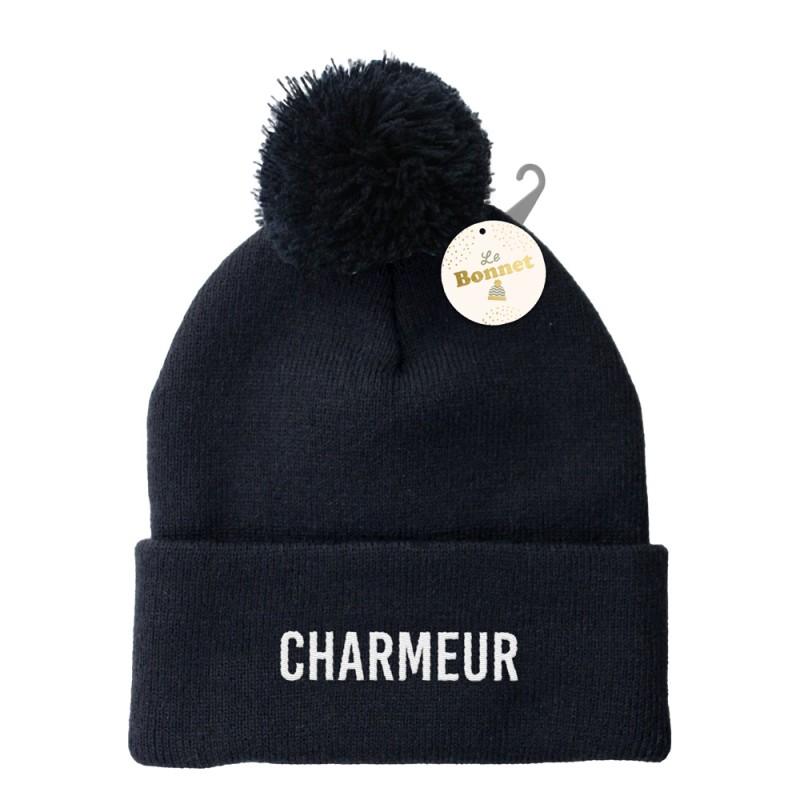 BONNET POMPON BRODE "CHARMEUR"