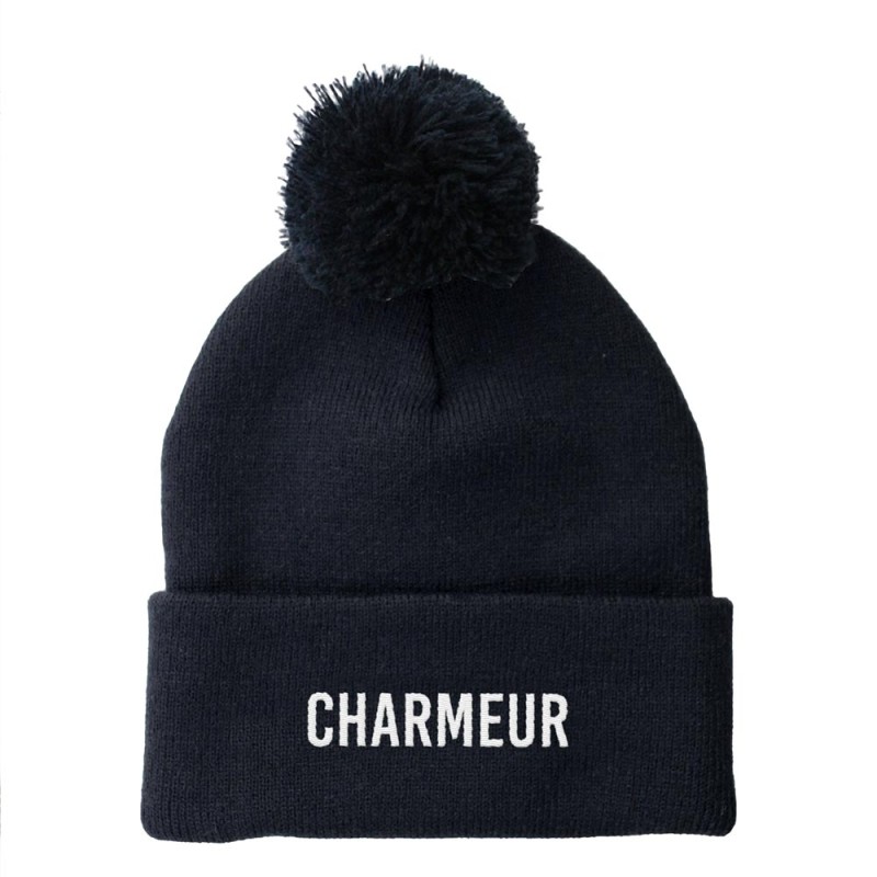 BONNET POMPON BRODE "CHARMEUR"