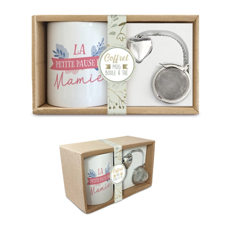 COFFRET MUG BOULE A THE "MAMIE"