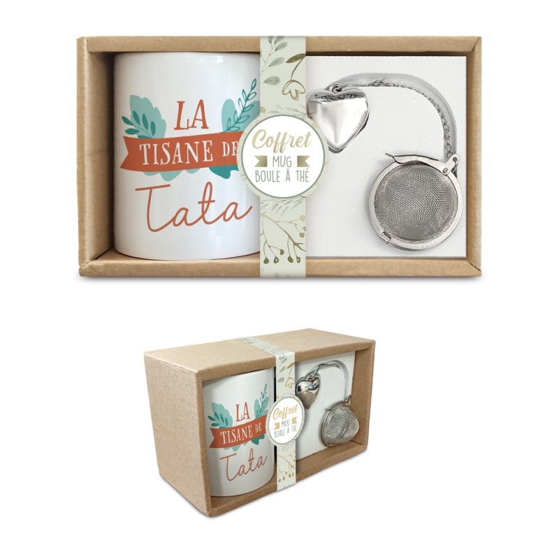 COFFRET MUG BOULE A THE "TATA"