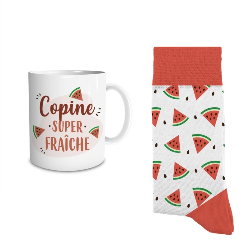 COFFRET MUG CHAUSSETTES "COPINE SUPER FRAICHE"