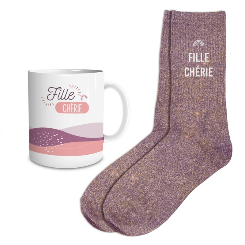 COFFRET MUG CHAUSSETTES AFFECTIF FILLE CHERIE