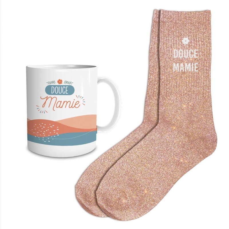 COFFRET MUG CHAUSSETTES AFFECTIF DOUCE MAMIE