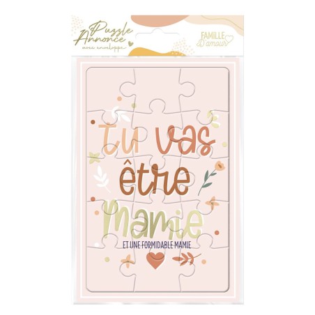 CARTE PUZZLE ANNONCE "ETRE MAMIE"