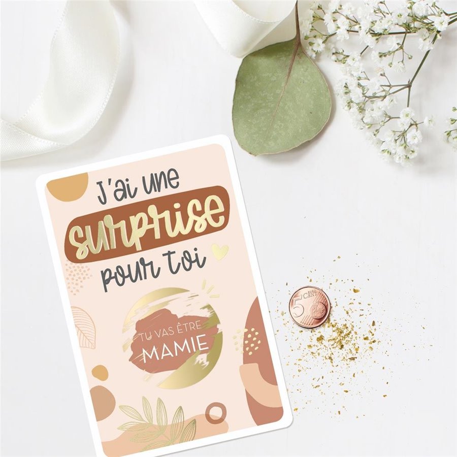 CARTE A GRATTER ANNONCE "MAMIE"