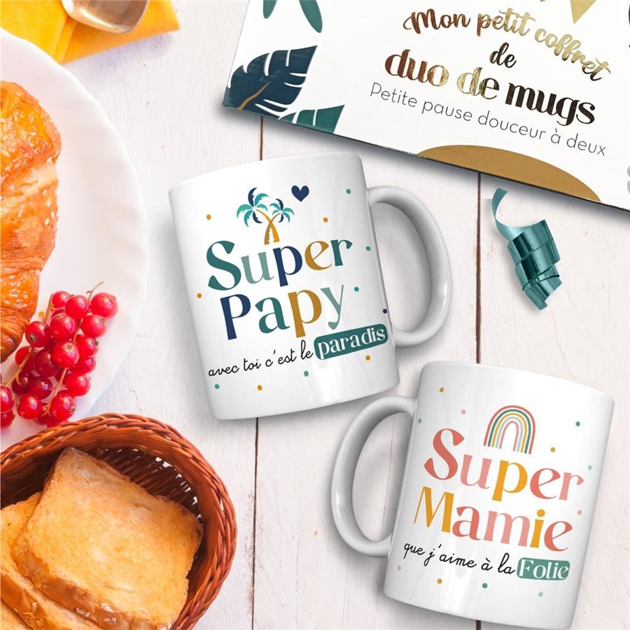 COFFRET DUO MUGS SUPER PAPY MAMIE