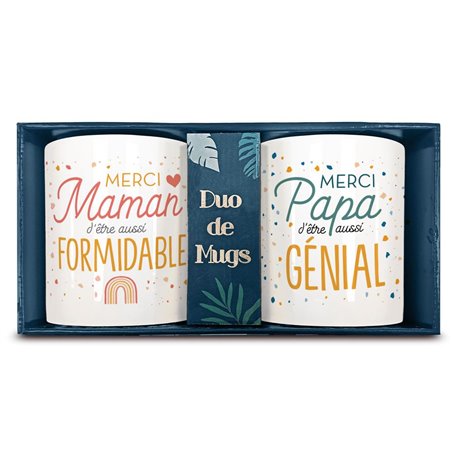 COFFRET DUO MUGS MAMAN PAPA GENIAL