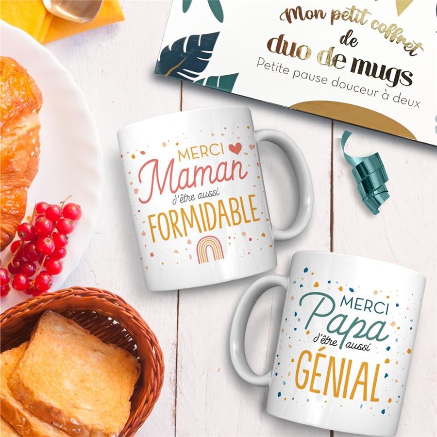 COFFRET DUO MUGS MAMAN PAPA GENIAL