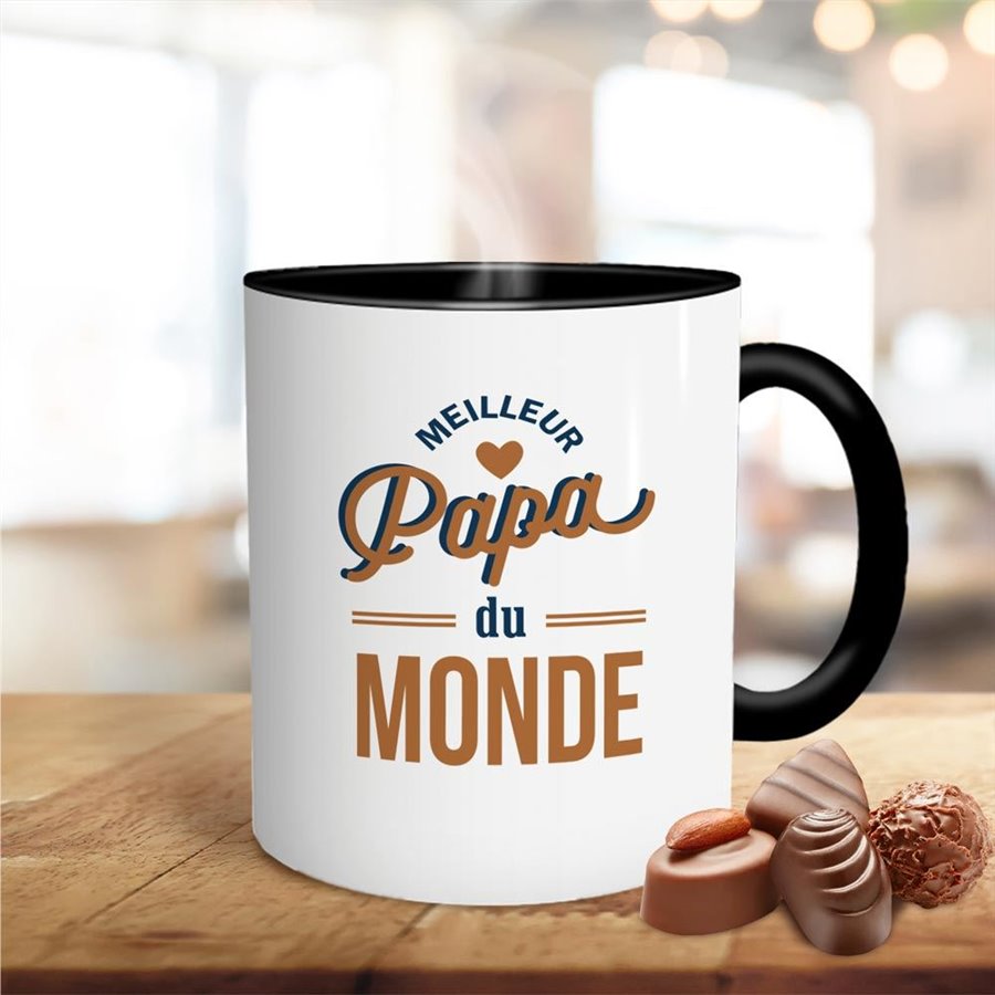 MUG NOIR MEILLEUR PAPA DU MONDE