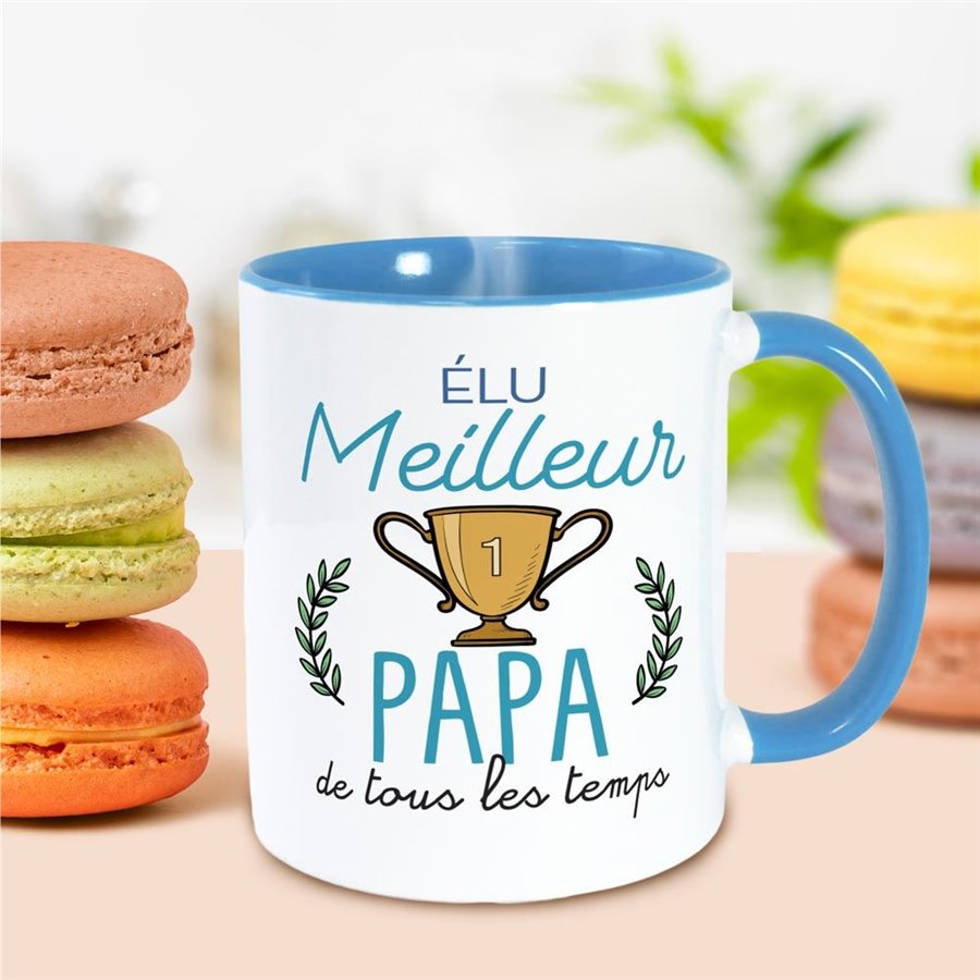 MUG BLEU ELU MEILLEUR PAPA