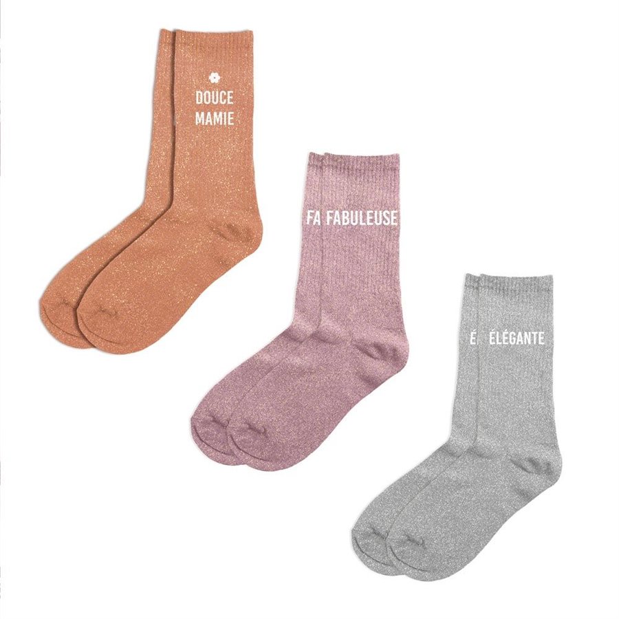 COFFRET TRIO CHAUSSETTES PAILLETTES DOUCE MAMIE