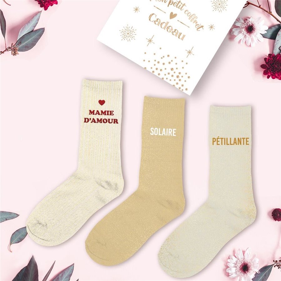 COFFRET TRIO CHAUSSETTES PAILLETTES MAMIE