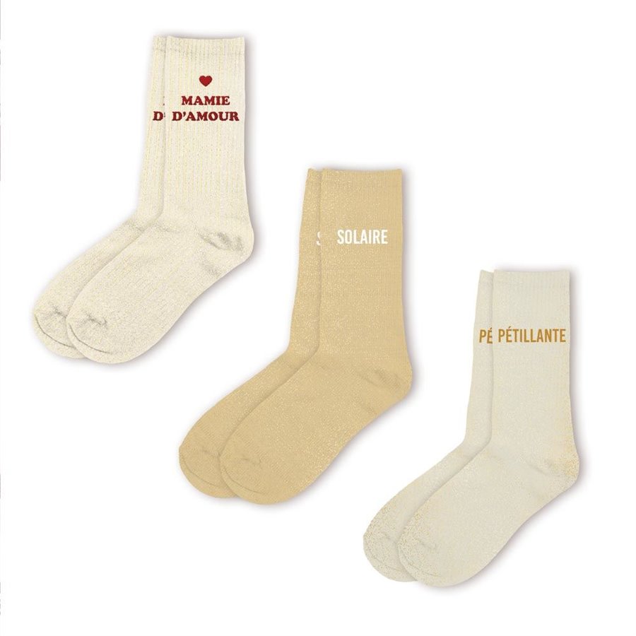 COFFRET TRIO CHAUSSETTES PAILLETTES MAMIE