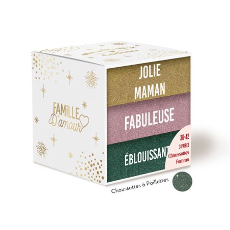 COFFRET TRIO CHAUSSETTES PAILLETTES JOLIE MAMAN