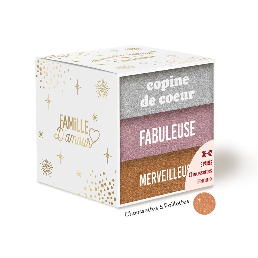 COFFRET TRIO CHAUSSETTES PAILLETTES COPINE DE COEUR