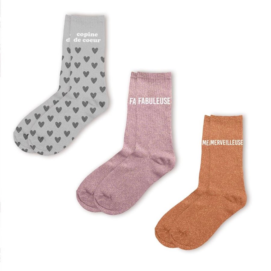 COFFRET TRIO CHAUSSETTES PAILLETTES COPINE DE COEUR