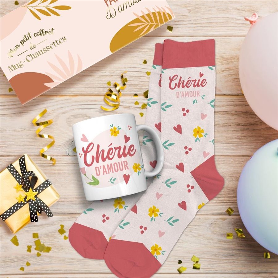 COFFRET MUG/CHAUSSETTES MON CHERI