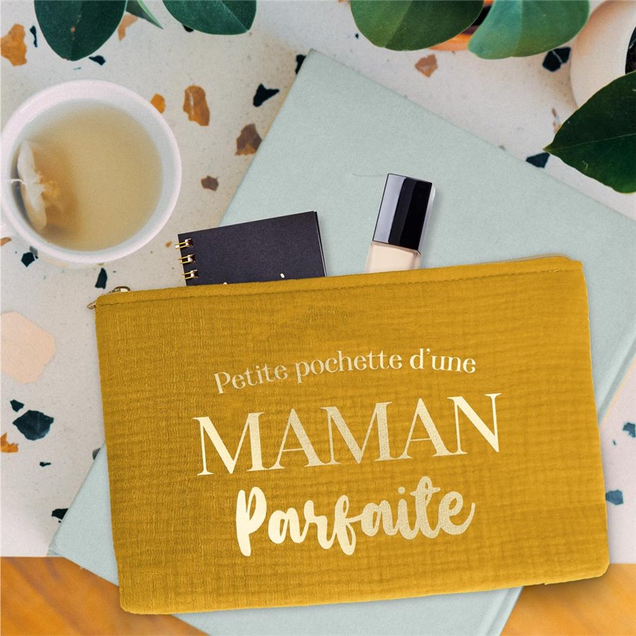 SAC POCHETTE "MAMAN PARFAITE" JAUNE