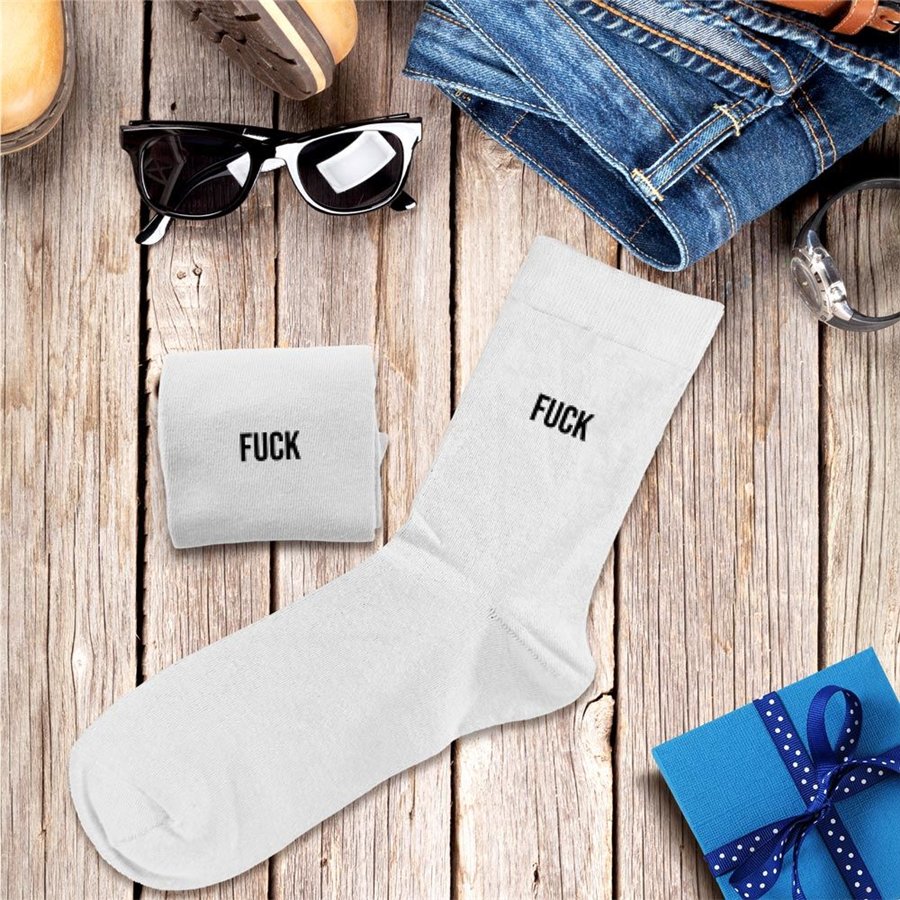 CHAUSSETTES BLANCHES FUCK HOMME  