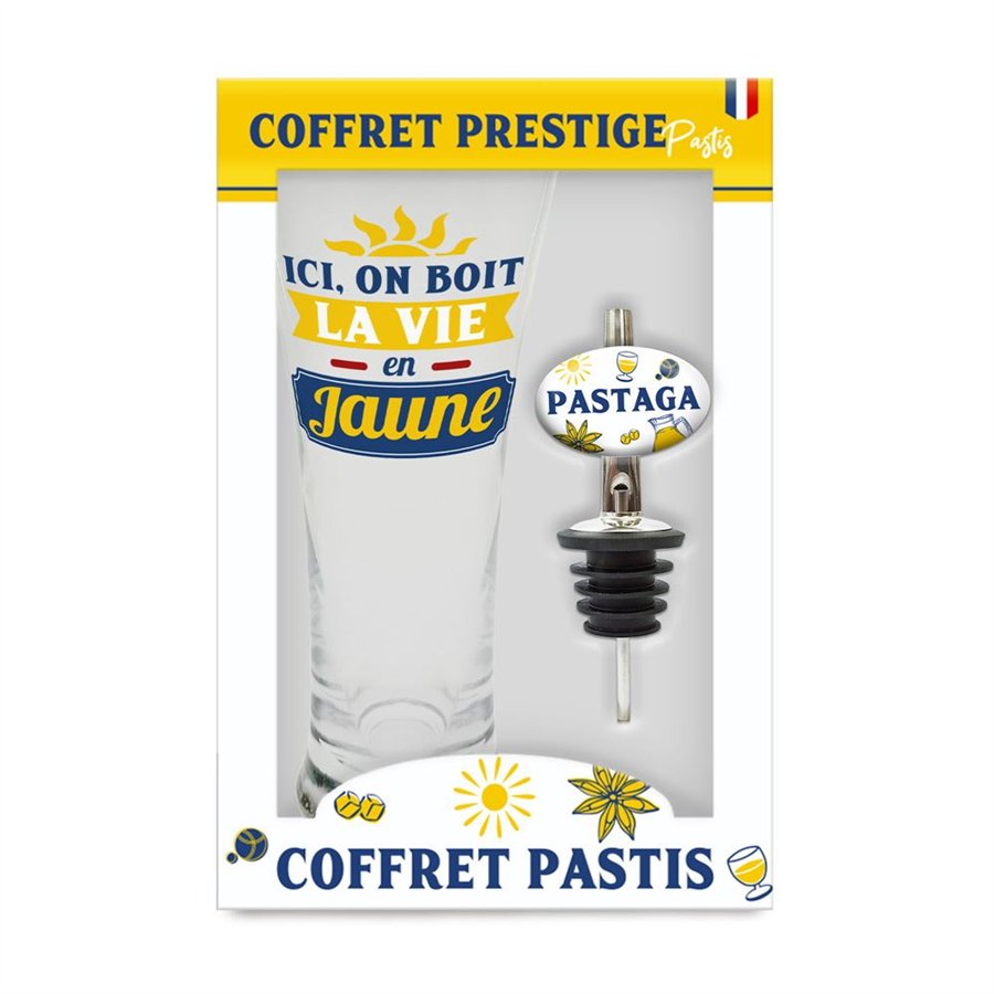 COFFRET PASTIS "ICI ON BOIT... JAUNE"